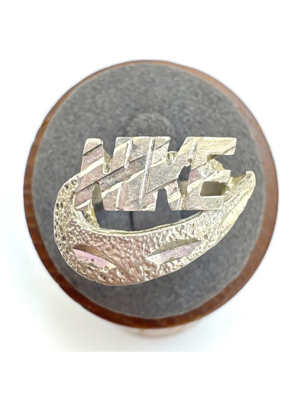 Nike Logo Design Split Shoulders Silver Plated Band Ring Size 8